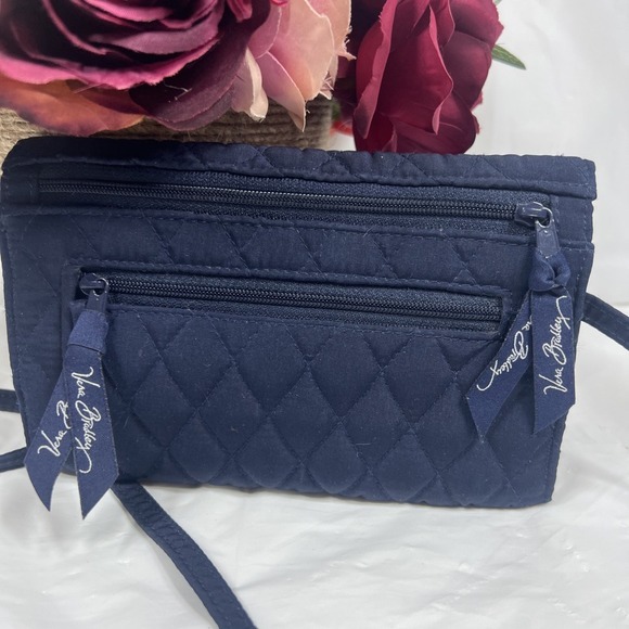 Vera Bradley Small Crossbody Purse Wallet Quilted Navy Blue‎ - Picture 5 of 11